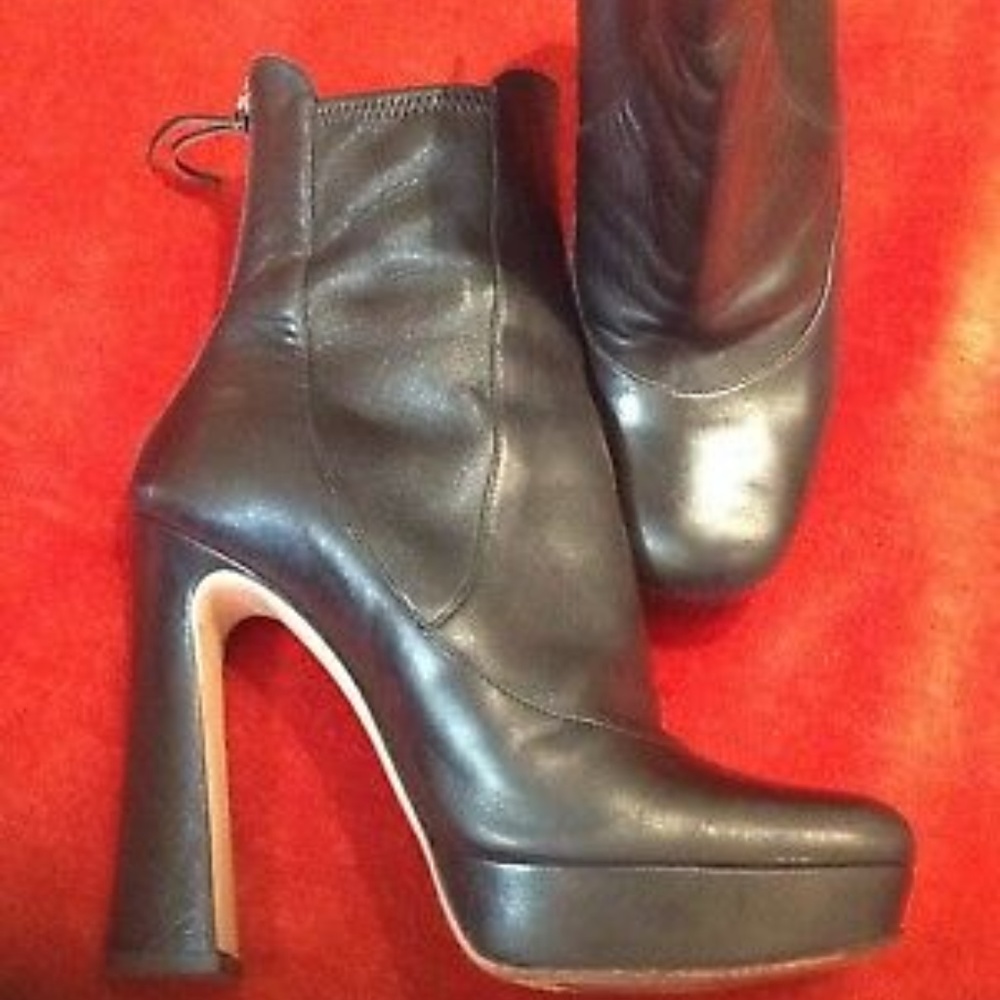 Miu Miu Leather over the ankle platform boots